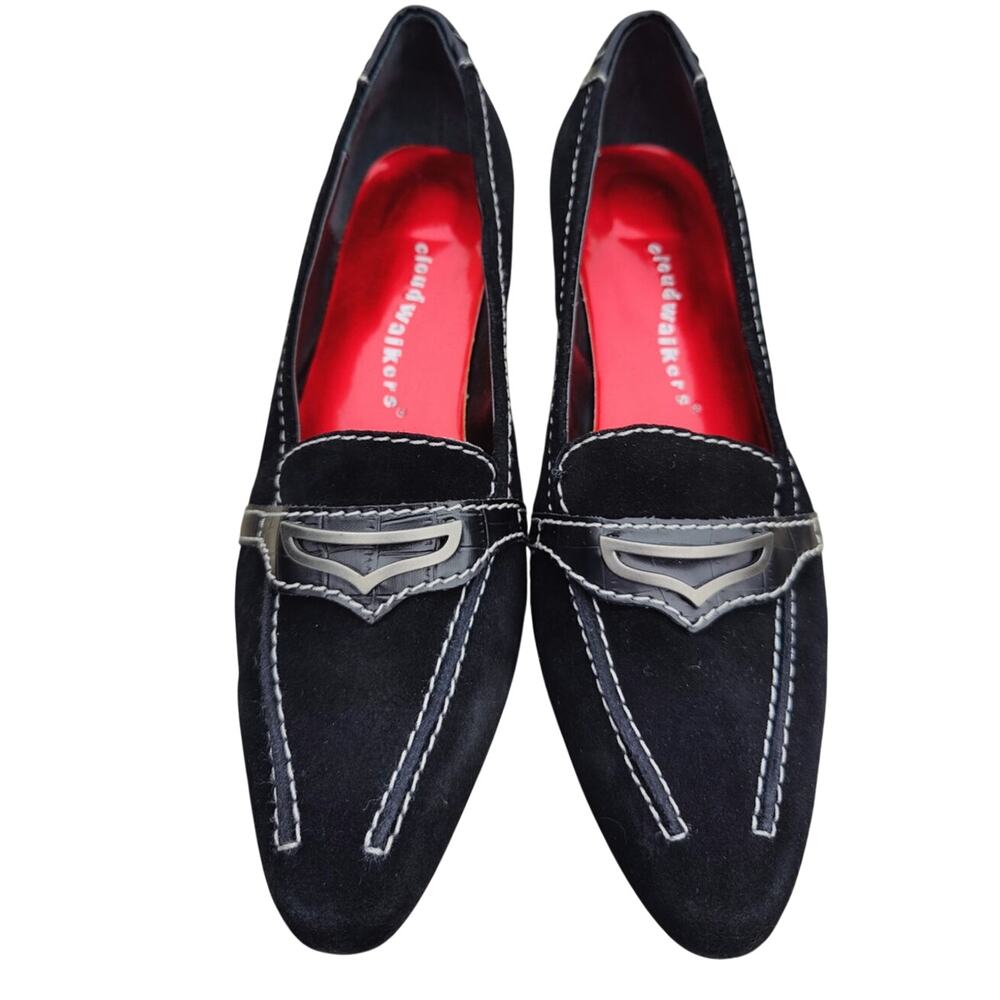 Black Y2K Pointed to Kitten heel sz 9W - Picture 2 of 8